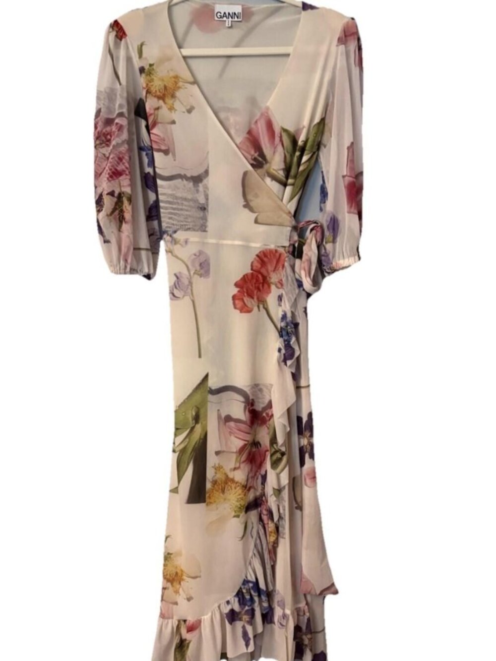 GANNI Floral Wrap Dress- Size M NWOT